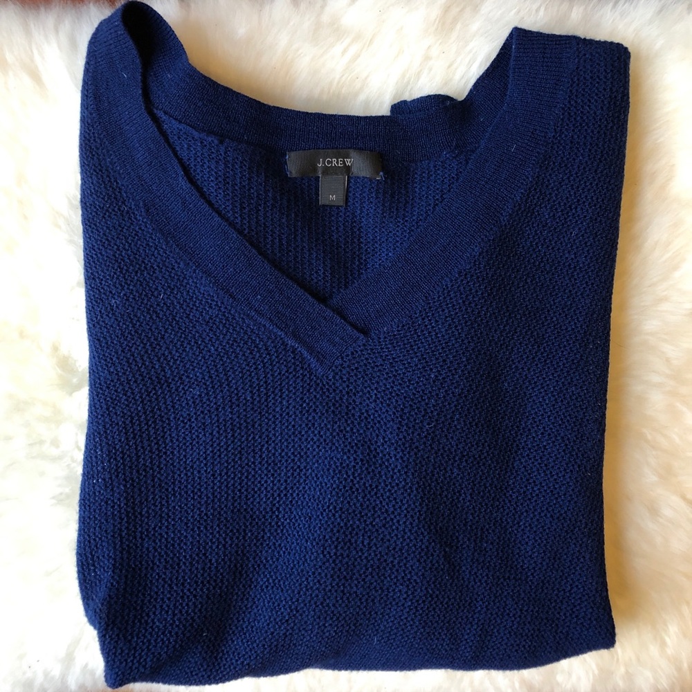 J Crew 100% merino wool royal blue knit top